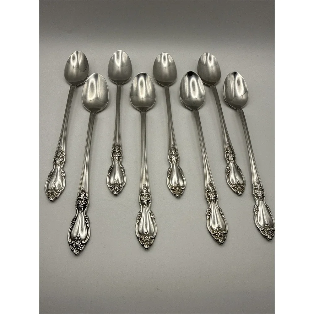 Oneida Louisiana Set of 8 ICED TEASPOONS  Community Stainless Flatware Tall